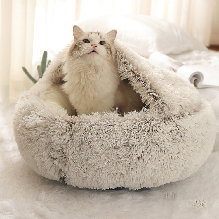 Cozy 2 In 1 Pet Bed Plush Nest Cave Combo