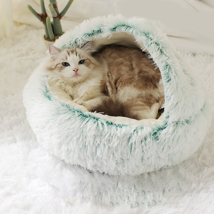 Cozy 2 In 1 Pet Bed Plush Nest Cave Combo