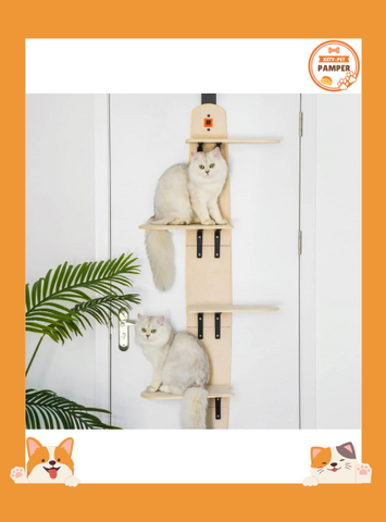 Mewoofun 4-Levels Versatile Cat Climber Shelves Door Mounted Vertical Cat Tree