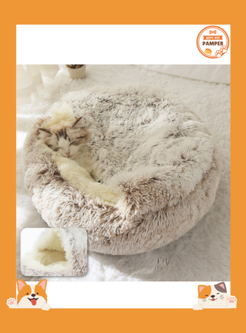 Cozy 2 In 1 Pet Bed Plush Nest Cave Combo