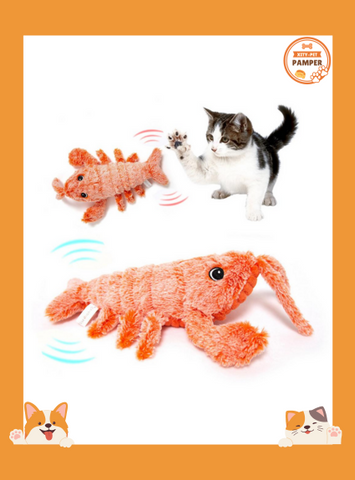 Pet Toys Electric Jumping Shrimp USB Charging Simulation Lobster Funny Cat Plush Pets Toy