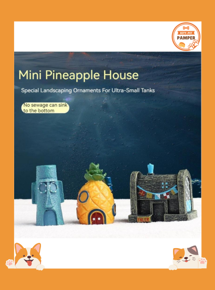 Cartoon Pineapple House Resin Aquarium Decoration