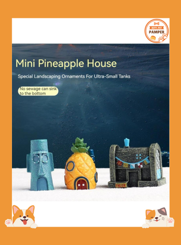 Cartoon Pineapple House Resin Aquarium Decoration