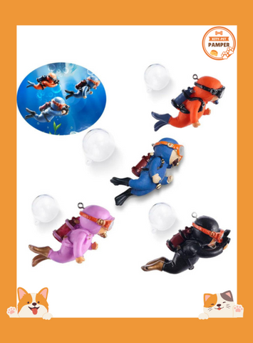 Blue Fat Man Aquarium Diver Ornament