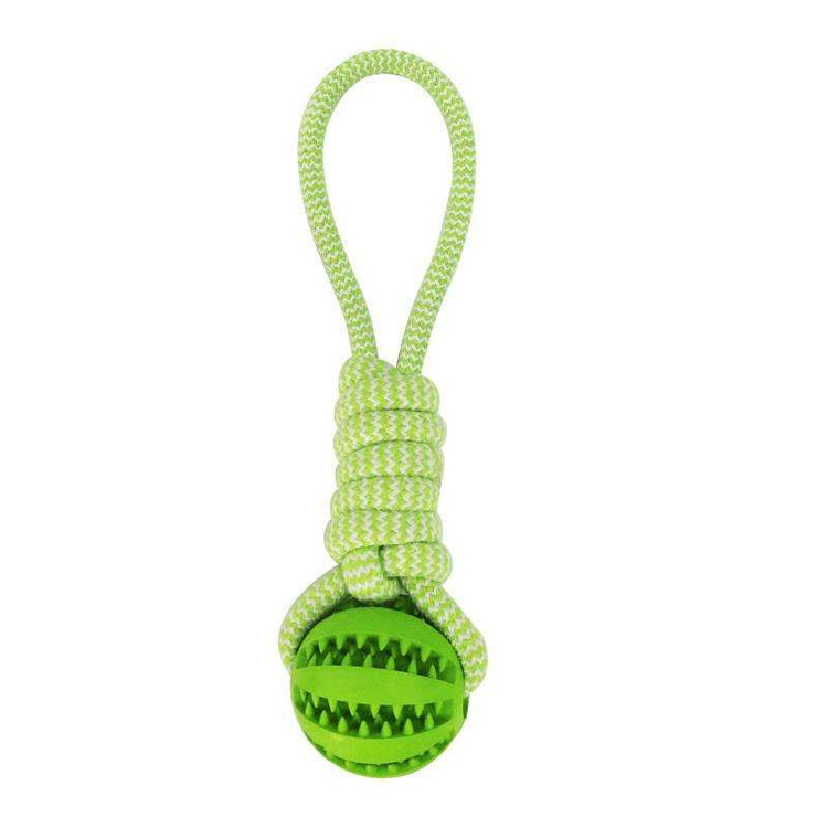 Engage & Clean Bite Resistant Interactive Hemp Rope & Rubber Treat Balls for Dogs Ideal for Chewing and Dental Health