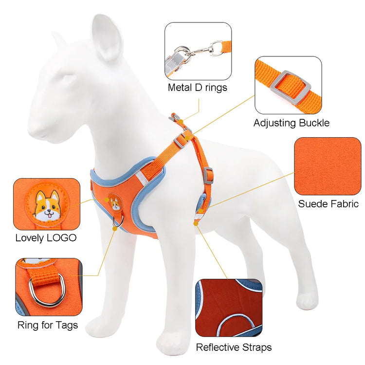 Comfort & Safety: Reflective No-Pull Harness and Leash Set