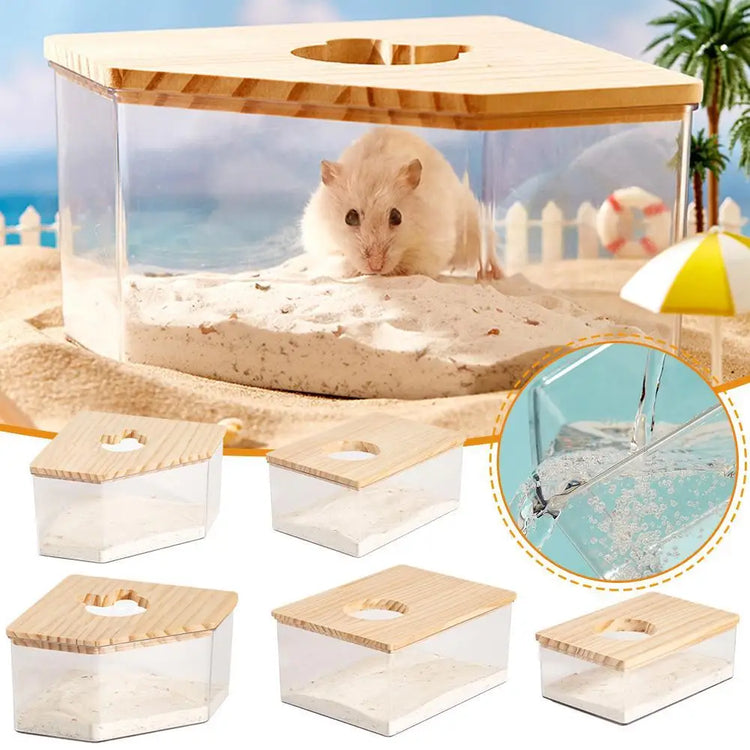 Hamster Bathroom House Sandbox Full Transparent Urine Sand Basin Golden Bear S/L Hamster Bath Toilet Bathroom Supplies