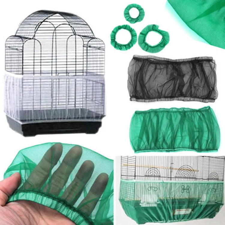 Receptor Seed Guard Nylon Mesh Bird Parrot Cover Soft Easy Cleaning Nylon Airy Fabric Mesh Bird Cage Cover Seed Catcher Guard