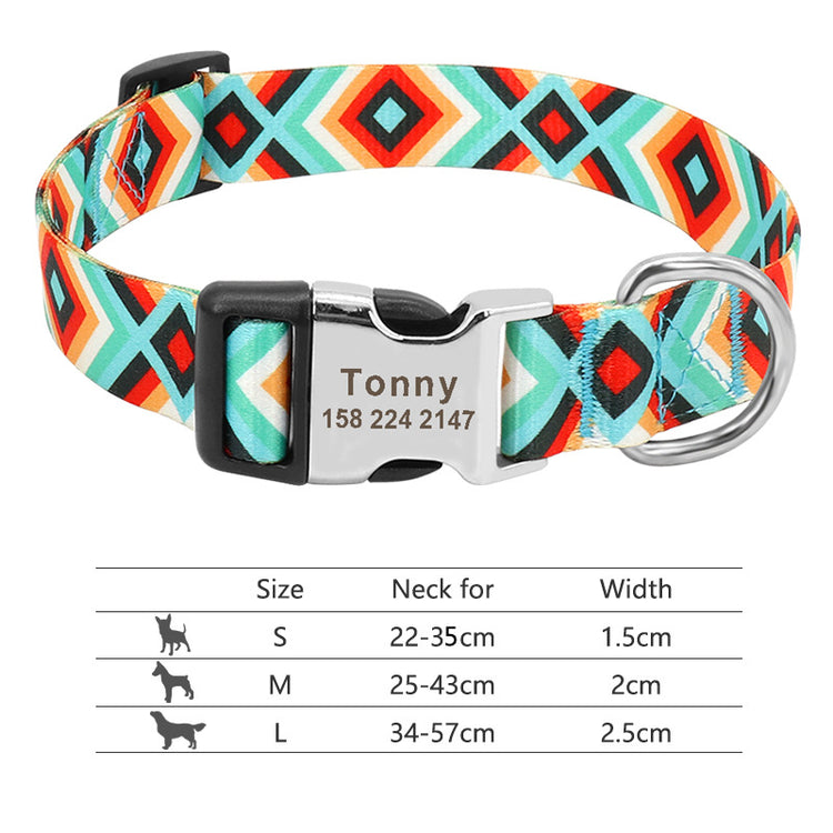 Adjustable Nylon Dog Collar Personalized Dogs Cat ID