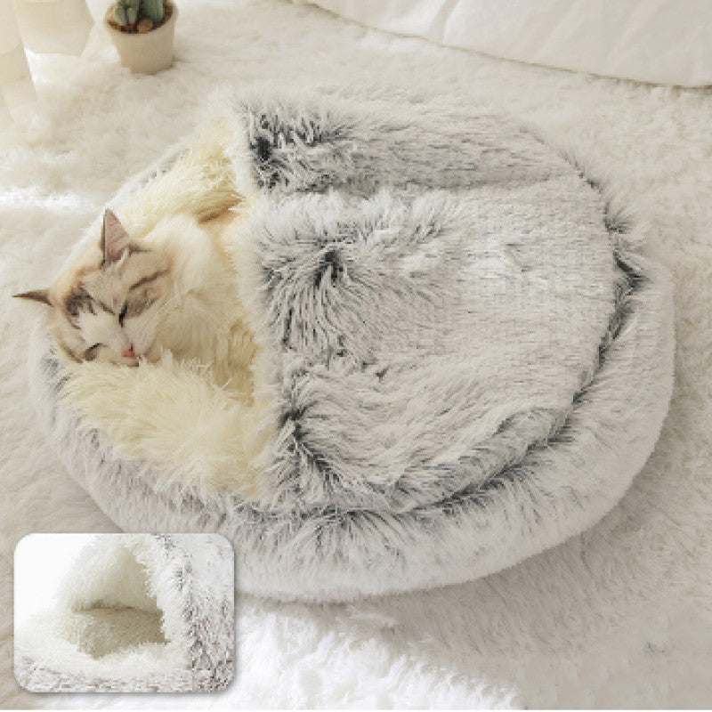 Cozy 2 In 1 Pet Bed Plush Nest Cave Combo