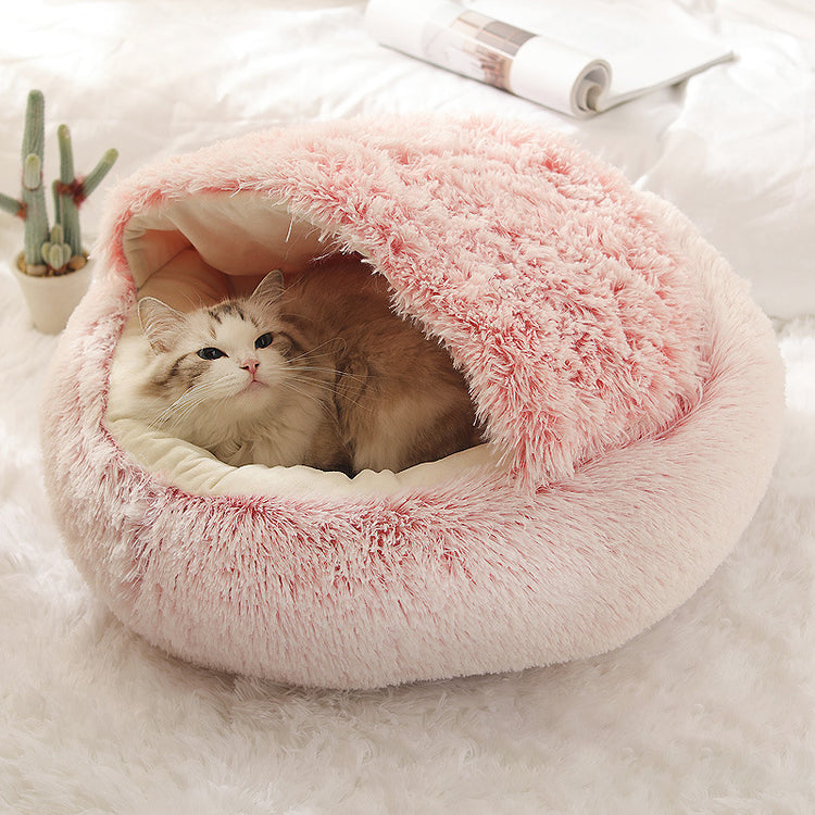 Cozy 2 In 1 Pet Bed Plush Nest Cave Combo