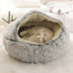 Cozy 2 In 1 Pet Bed Plush Nest Cave Combo