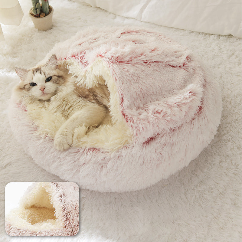 Cozy 2 In 1 Pet Bed Plush Nest Cave Combo
