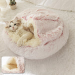 Cozy 2 In 1 Pet Bed Plush Nest Cave Combo