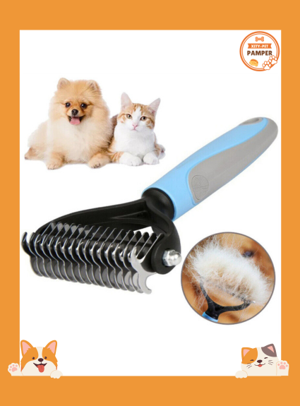2 in 1 Pet Deshedding & Dematting Brush Double Sided Grooming Tool
