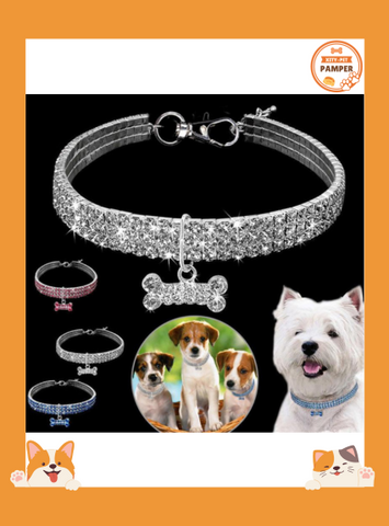 Sparkle & Style Rhinestone Dog Collar with Leash for Small to Medium Pets