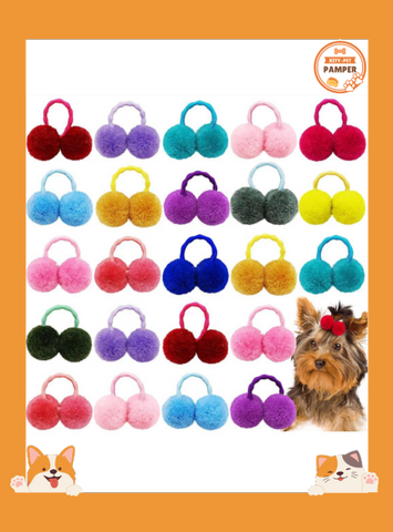 10Pc Plush Pet Hair Bands Cute Bows & Grooming Accessories for Dogs & Cats