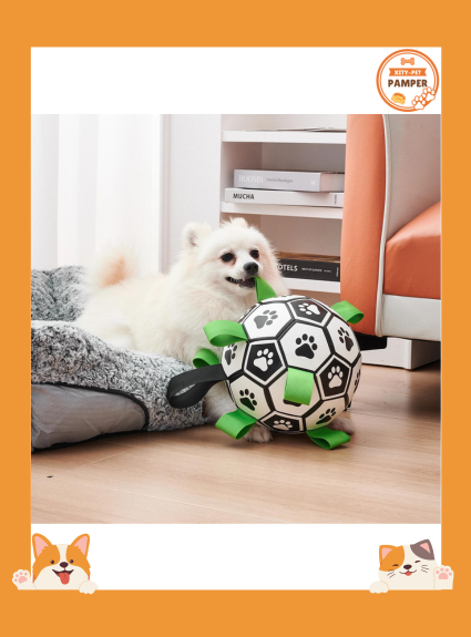 Soccer Ball Dog Toy with Straps: Durable & Interactive Play