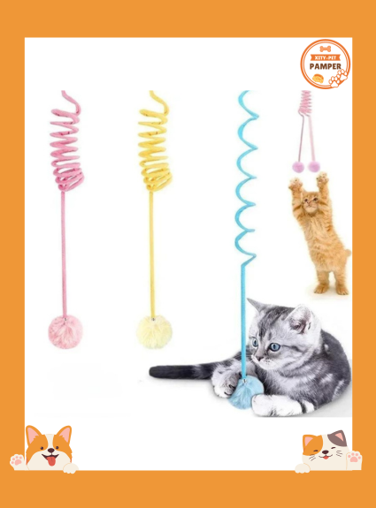 Interactive Cat Toy: Spring Rope Ball & Plush Stick