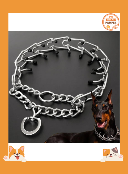 Safe Dog Training Prong Collar Adjustable with Rubber Tips