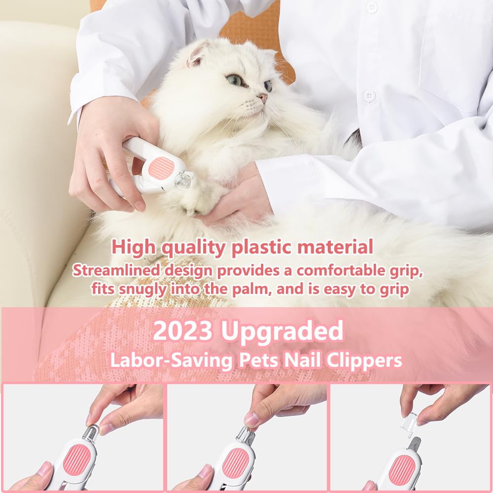 Dog and Cat Nail Clippers, Pet Nail Trimmers with LED Light, and Circular Cut-Hole Cat Paw Cutter Dogs Nail Cutter Avoid Excessive Cutting