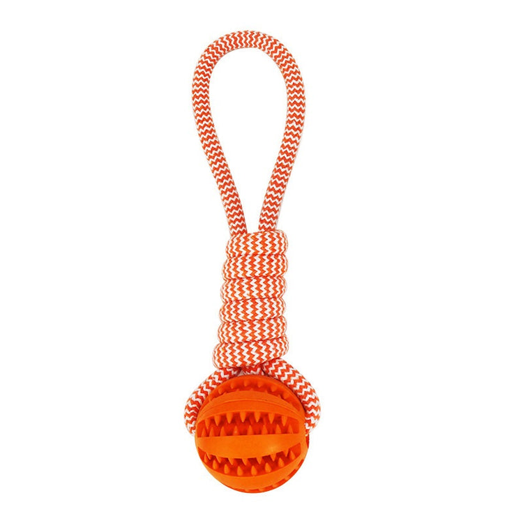 Engage & Clean Bite Resistant Interactive Hemp Rope & Rubber Treat Balls for Dogs Ideal for Chewing and Dental Health
