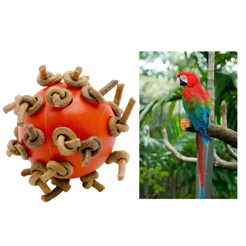 Bird Ball Chew Toy with Knots 4Cm Dia Foot Toy Suitable for Amazon Parrot African Grey Cockatoo Pet Supplies