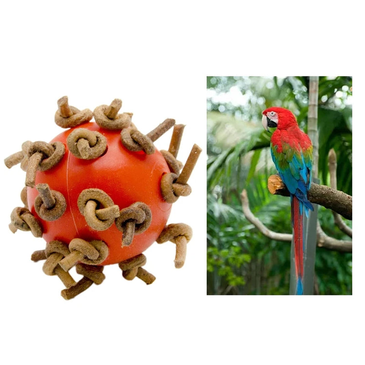 Bird Ball Chew Toy with Knots 4Cm Dia Foot Toy Suitable for Amazon Parrot African Grey Cockatoo Pet Supplies