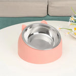 Cute Cat Dog Bowl Protect the Cervical Spine Oblique Mouth Pet Stainless Steel Fall-Resistant Food Bowl Pet Supplies