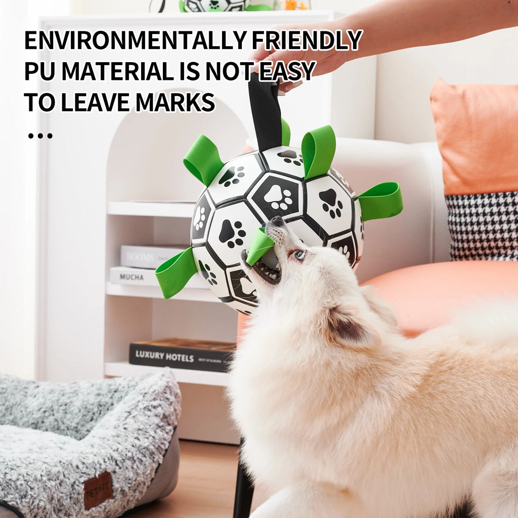 Dog Toys Soccer Ball with Straps, Interactive Dog Toys for Tug of War, Puppy Birthday Gifts, Dog Tug Toy, Dog Water Toy, Durable