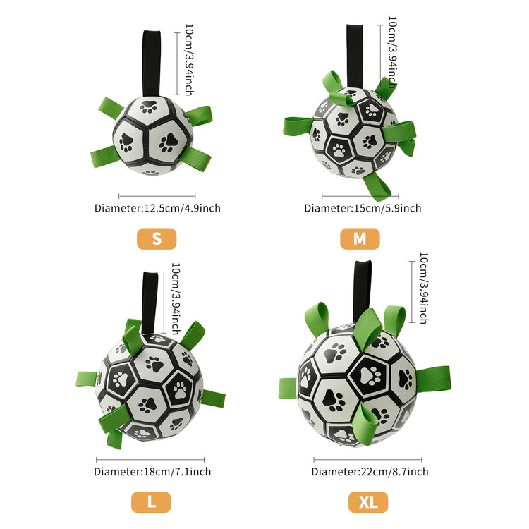 Dog Toys Soccer Ball with Straps, Interactive Dog Toys for Tug of War, Puppy Birthday Gifts, Dog Tug Toy, Dog Water Toy, Durable