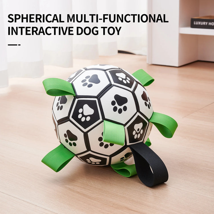 Dog Toys Soccer Ball with Straps, Interactive Dog Toys for Tug of War, Puppy Birthday Gifts, Dog Tug Toy, Dog Water Toy, Durable