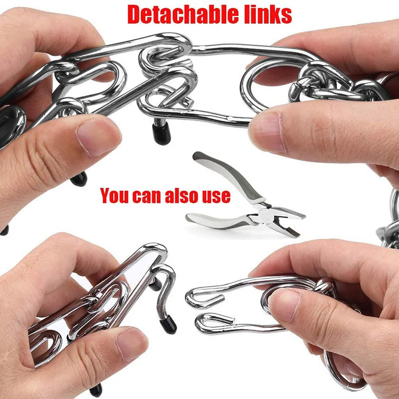 Effective Pinch Dog Training Collar with Comfort Rubber Tips Safe Adjustable Detachable Stainless Steel Pet Prong Choke Collar