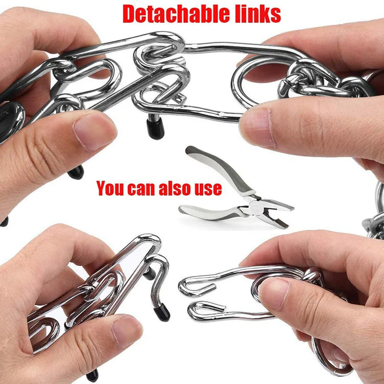 Effective Pinch Dog Training Collar with Comfort Rubber Tips Safe Adjustable Detachable Stainless Steel Pet Prong Choke Collar