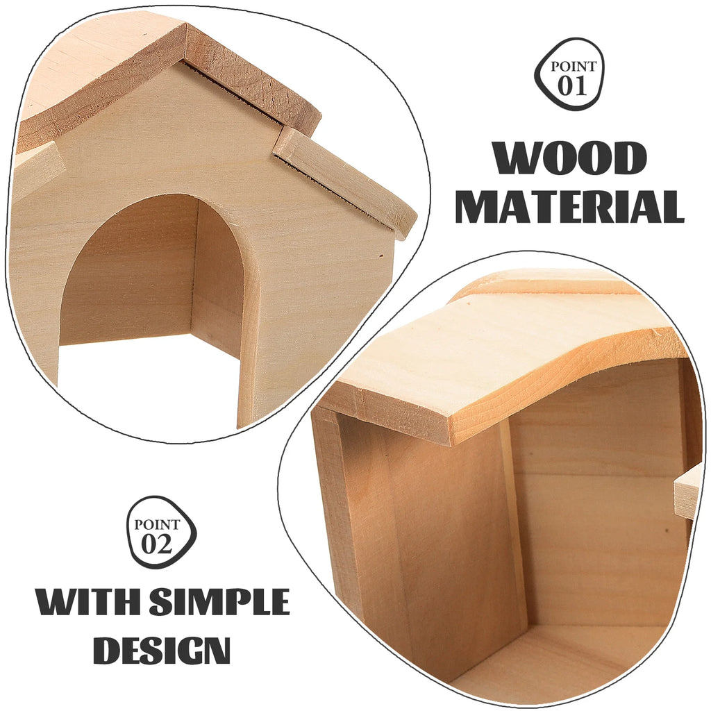 Hamster Cabin Toys Rat Supplies Wooden Hideout Ladder House Houses Wear-Resistant and Hideouts