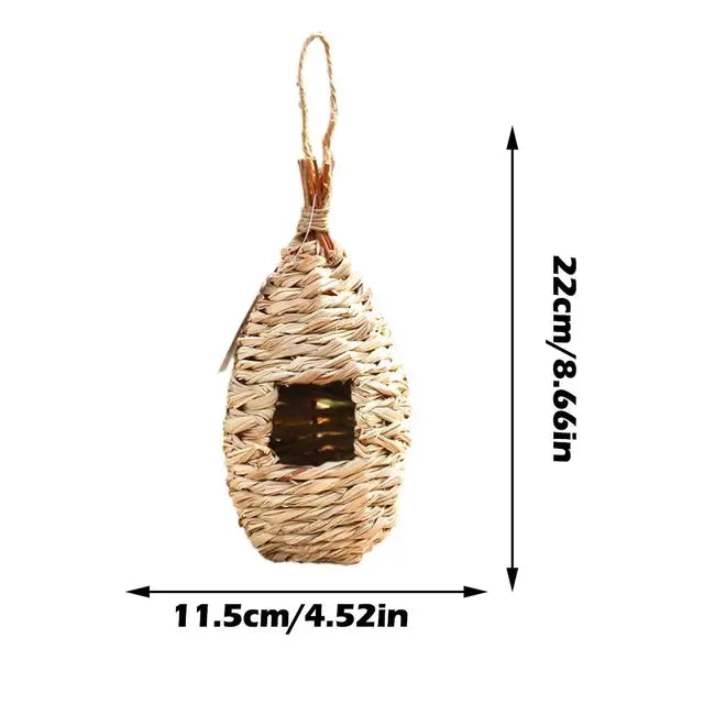 Handwoven Straw Bird Nest Parrot Hatching Outdoor Garden Hanging Hatching Breeding House Nest Bird Accessory