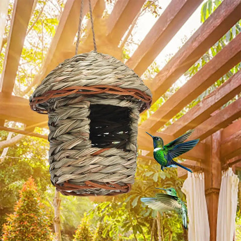 Handwoven Straw Bird Nest Hanging Breeding House