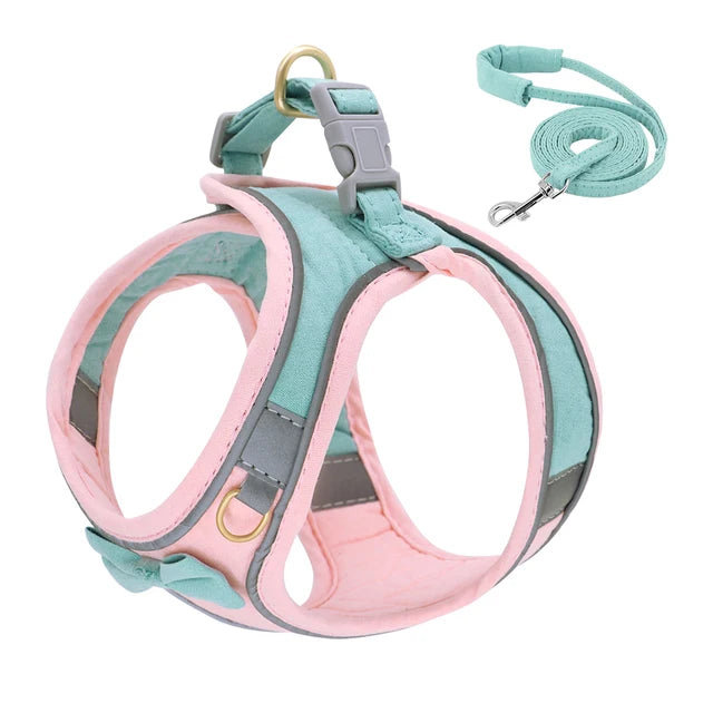 Outdoor Reflective Cat Harness and Leash Set No Pull Puppy Kitten Bowknot Harness Vest Soft Padded Chihuahua Vest Rope for Cats