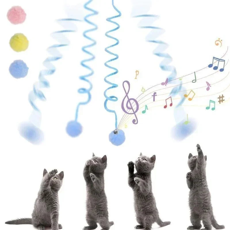 Interactive Cat Toy: Spring Rope Ball & Plush Stick