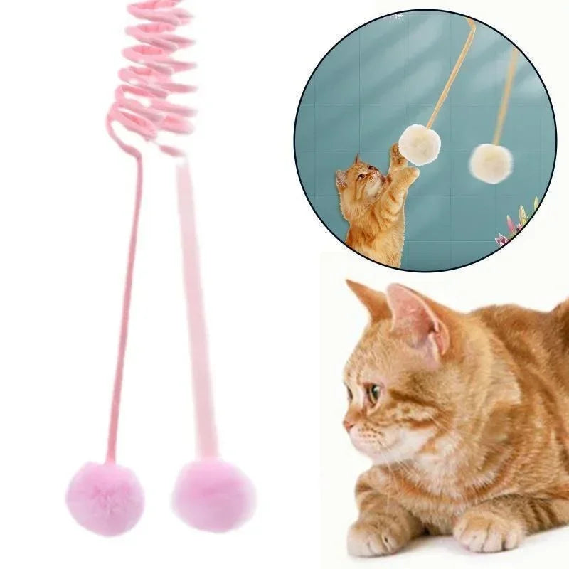 Interactive Cat Toy: Spring Rope Ball & Plush Stick