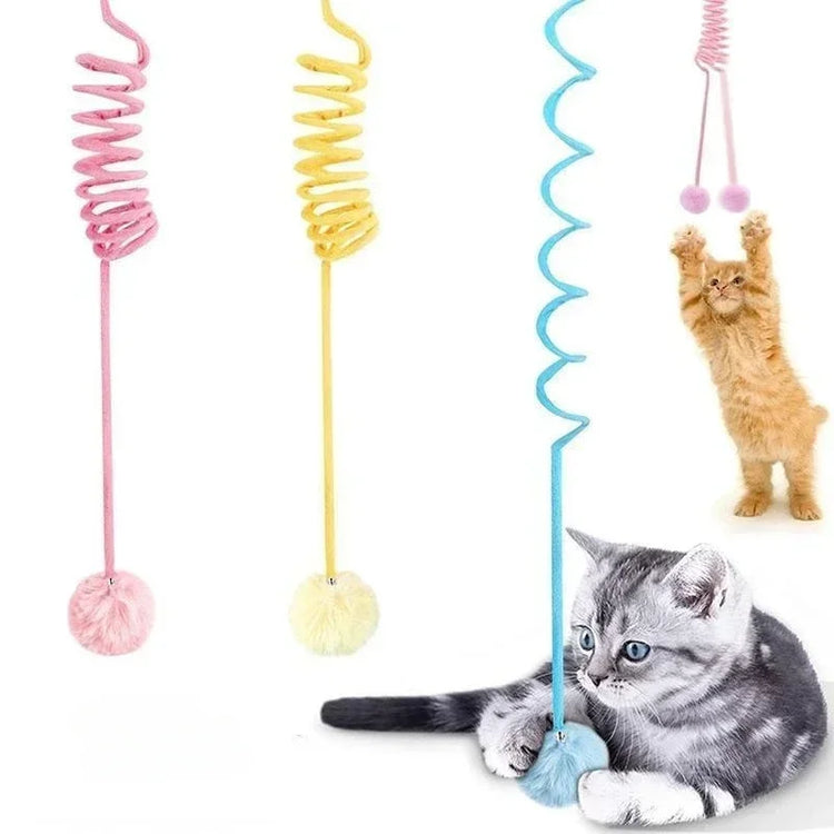 Interactive Cat Toy: Spring Rope Ball & Plush Stick