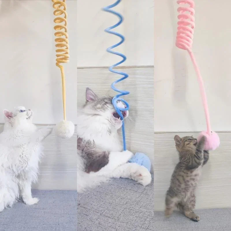 Interactive Cat Toy: Spring Rope Ball & Plush Stick