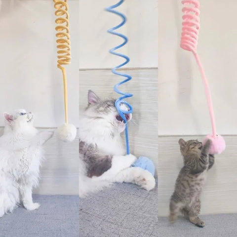 Interactive Cat Toy: Spring Rope Ball & Plush Stick