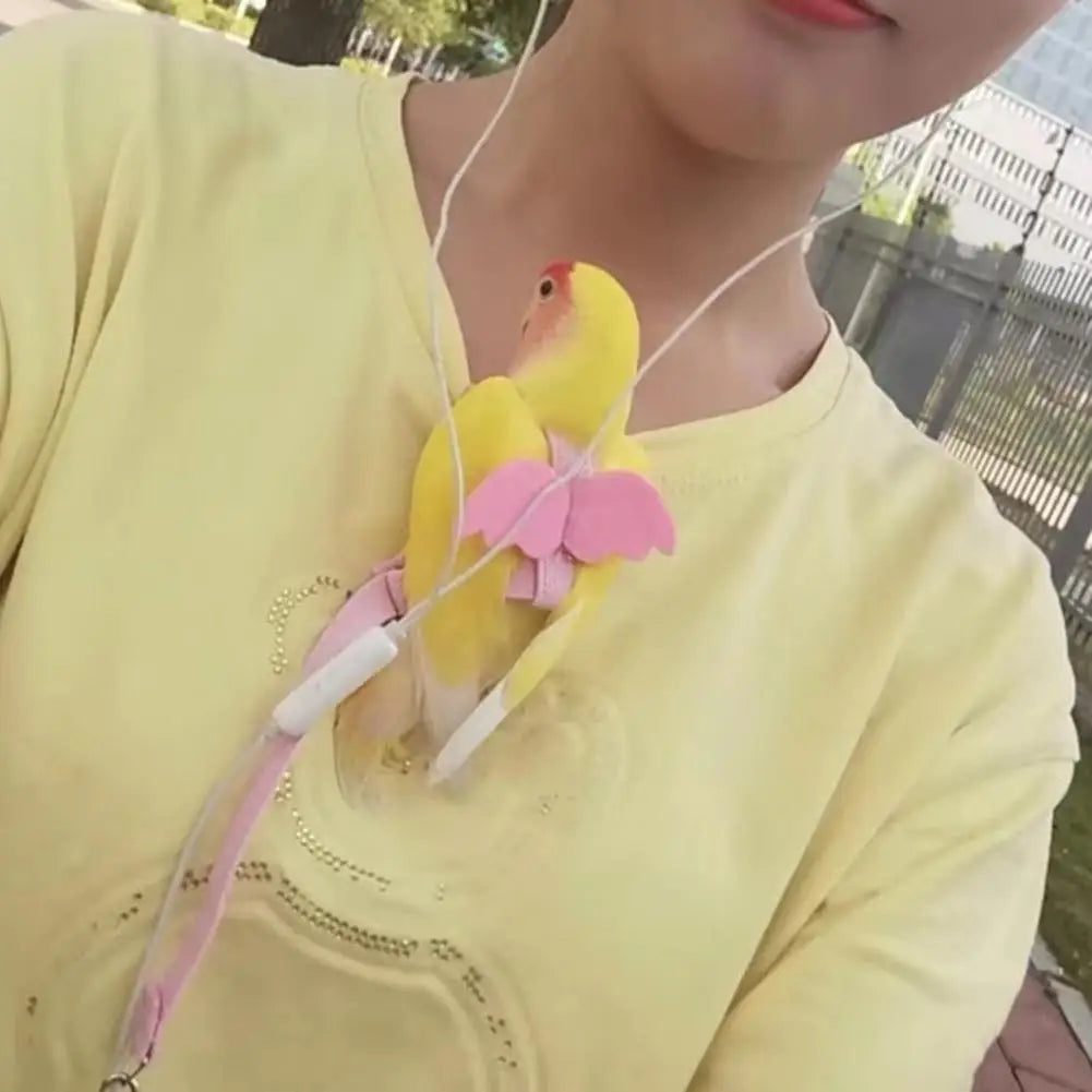 Ultra-Light Parrot Bird Flying Traction Rope Straps Band Adjustable Parrot Harness Outgoing Leash with Comfortable Handle