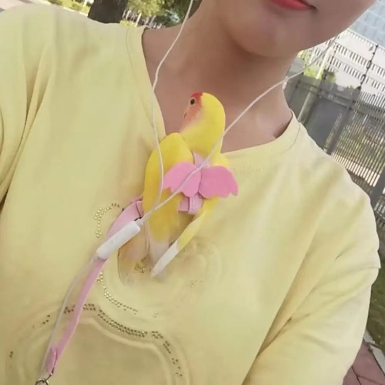 Ultra-Light Parrot Bird Flying Traction Rope Straps Band Adjustable Parrot Harness Outgoing Leash with Comfortable Handle