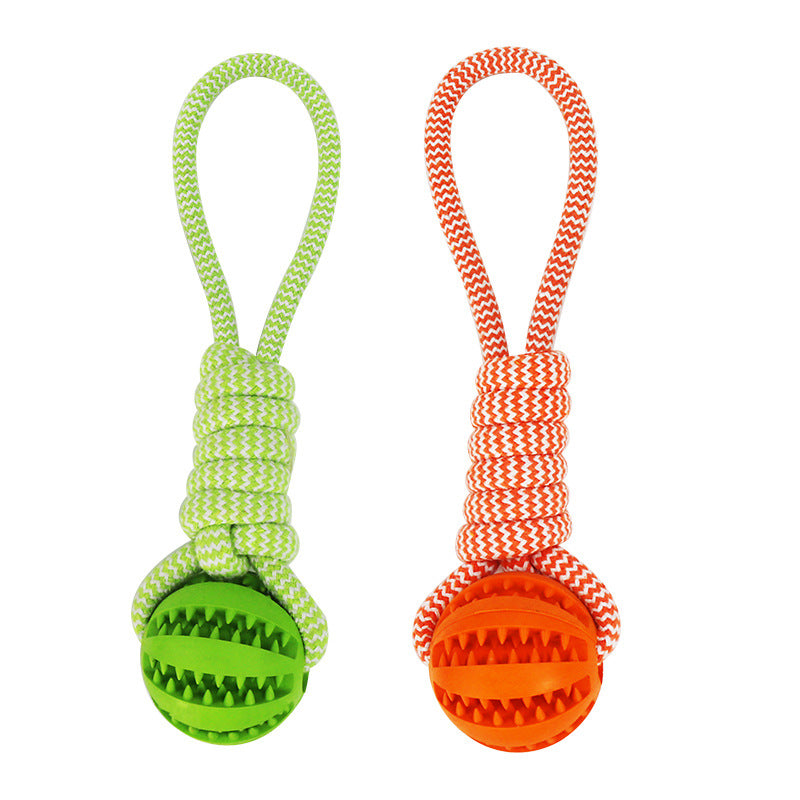 Engage & Clean Bite Resistant Interactive Hemp Rope & Rubber Treat Balls for Dogs Ideal for Chewing and Dental Health
