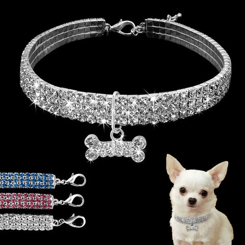 Sparkle & Style Rhinestone Dog Collar with Leash for Small to Medium Pets