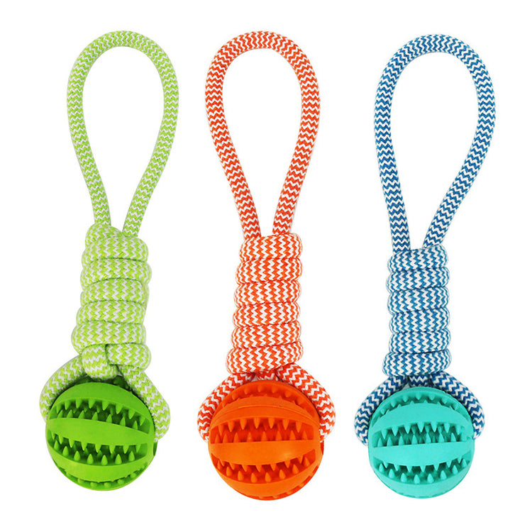 Engage & Clean Bite Resistant Interactive Hemp Rope & Rubber Treat Balls for Dogs Ideal for Chewing and Dental Health