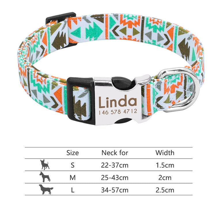 Adjustable Nylon Dog Collar Personalized Dogs Cat ID