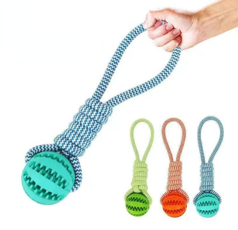 Engage & Clean Bite Resistant Interactive Hemp Rope & Rubber Treat Balls for Dogs Ideal for Chewing and Dental Health